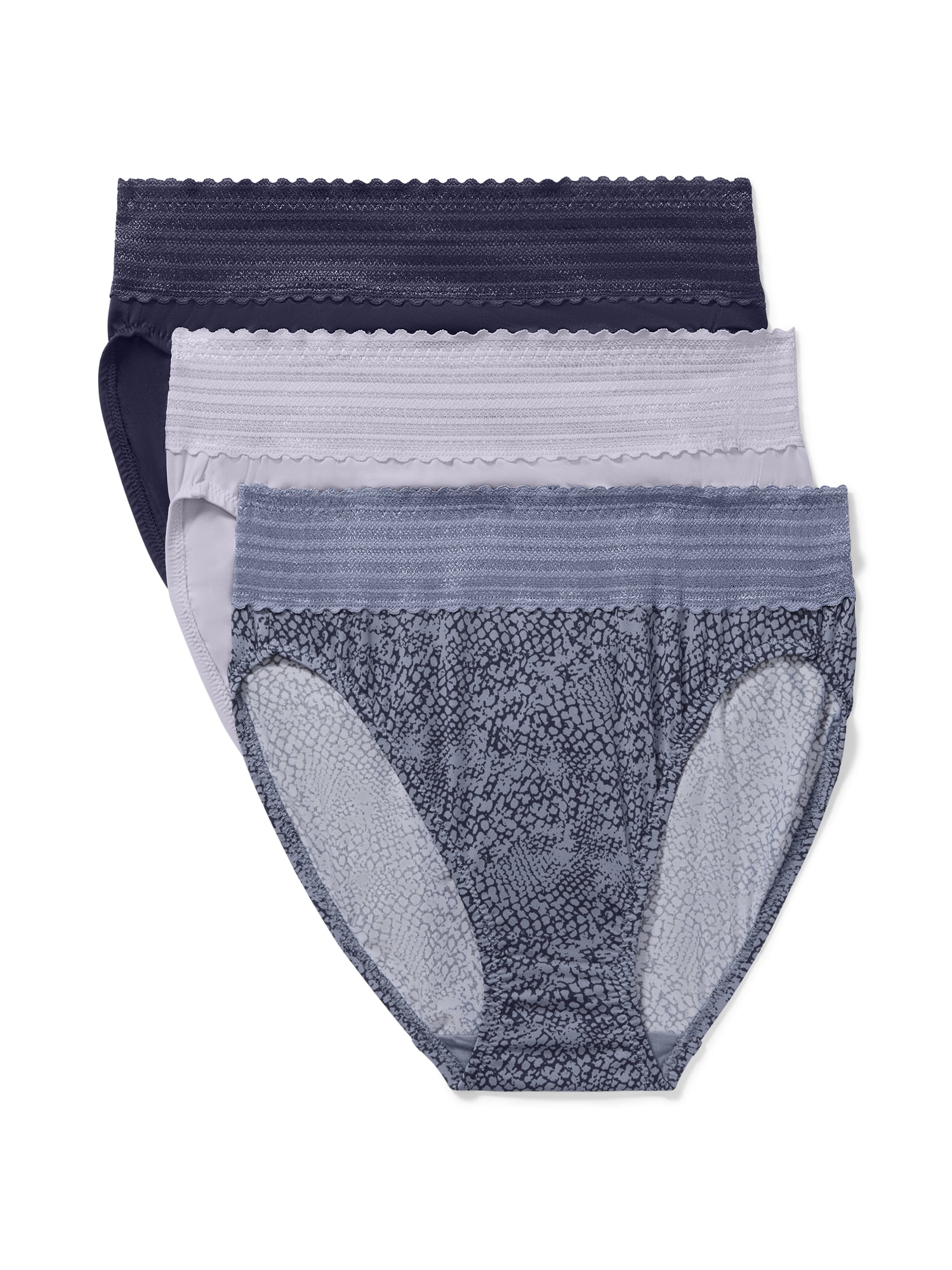 Warners® Blissful Benefits Women's Dig-Free Comfort Mid Waist Microfiber Hi-Cut with Lace 3-Pack S-3XL