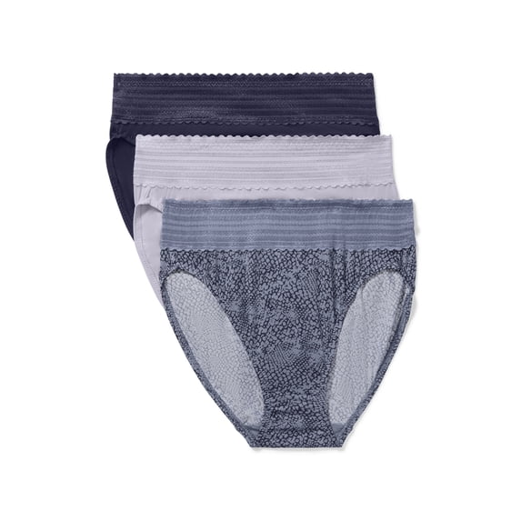 Warners® Blissful Benefits Women's Dig-Free Comfort Mid Waist Microfiber Hi-Cut with Lace 3-Pack S-3XL