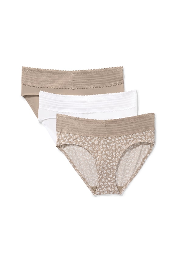 Warners® Blissful Benefits Women's Dig-Free Comfort Mid Waist Microfiber Hipster With Lace 3-Pack S-3XL