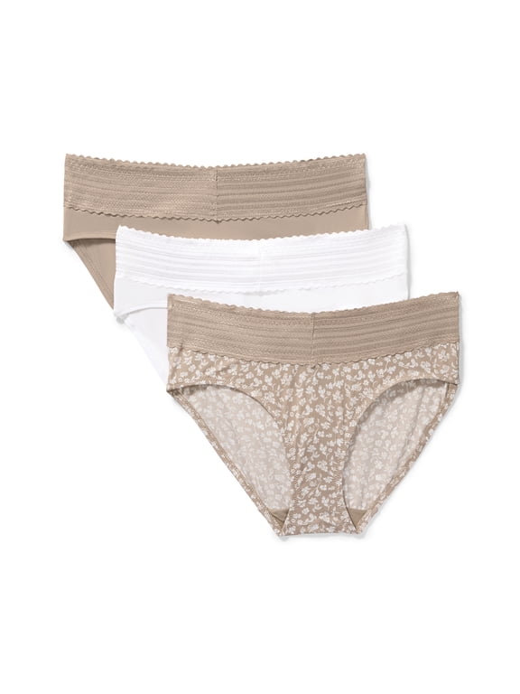 Warners® Blissful Benefits Women's Dig-Free Comfort Mid Waist Microfiber Hipster With Lace 3-Pack S-3XL