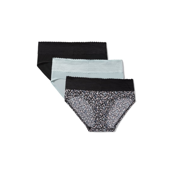 Warners® Blissful Benefits Women's Dig-Free Comfort Mid Waist Microfiber Hipster With Lace 3-Pack S-3XL
