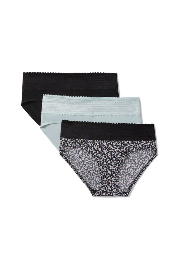 Warners® Blissful Benefits Women's Dig-Free Comfort Mid Waist Microfiber Hipster With Lace 3-Pack S-3XL