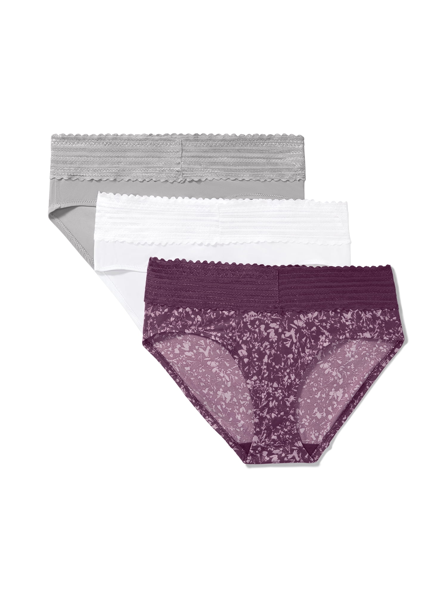 Warners® Blissful Benefits Women's Dig-Free Comfort Mid Waist Microfiber Hipster With Lace 3-Pack S-3XL