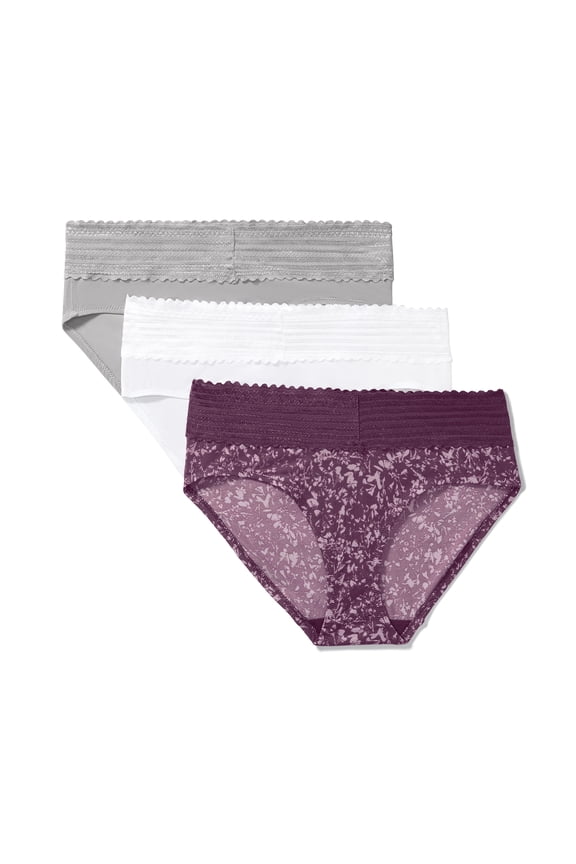 Warners® Blissful Benefits Women's Dig-Free Comfort Mid Waist Microfiber Hipster With Lace 3-Pack S-3XL