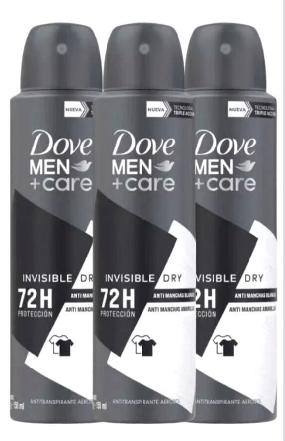 3PK Dove Men + Care Invisible Dry 72 Hour Anti Perspirant Deodorant Spray 150ML