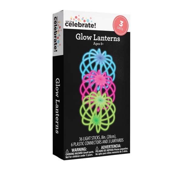 Multicolor Glow Lanterns, 3 Count, Party Favors by Way To Celebrate