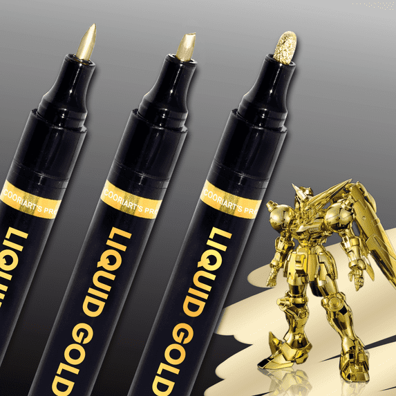 3PK Chrome Gold Markers Metallic Gold Paint Pens for Metal, Plastic Jewelry,Touch-Up and Repair Kit
