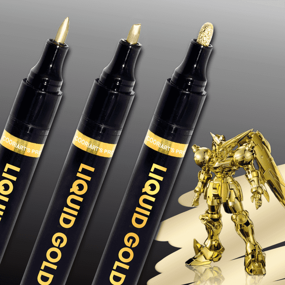 3PK Chrome Gold Markers Metallic Gold Paint Pens for Metal, Plastic Jewelry,Touch-Up and Repair Kit