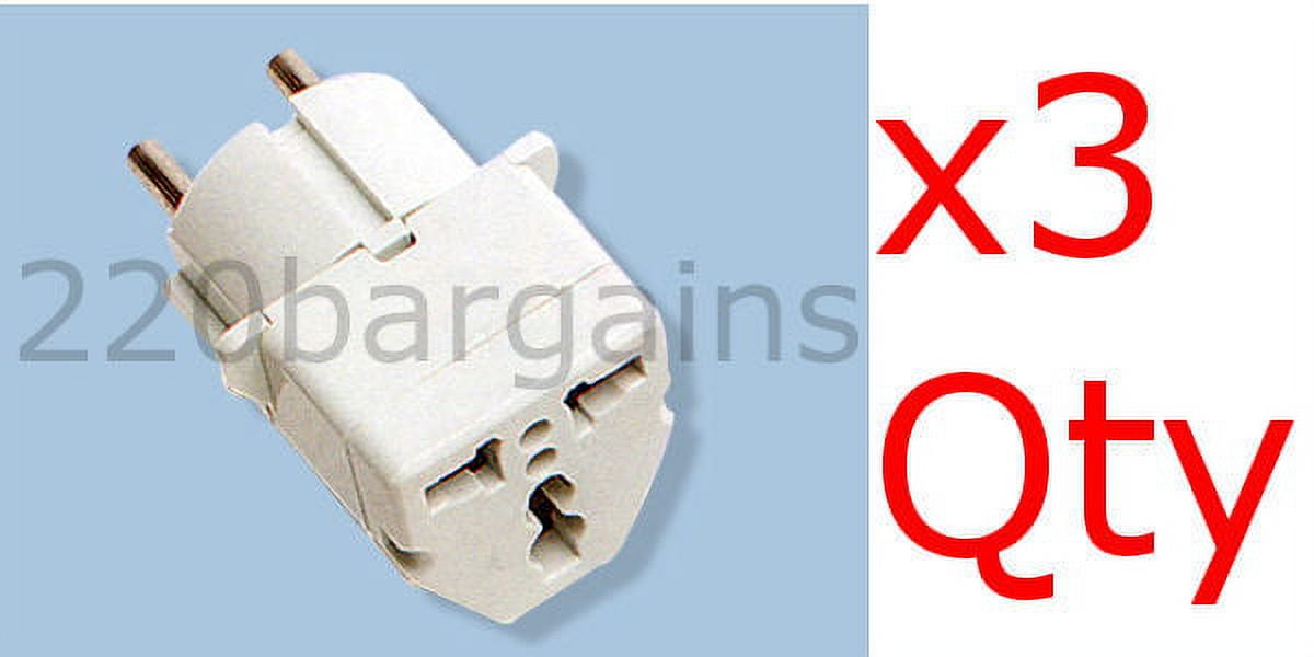3PK Grounded Universal Plug Adapter Germany France Europe Outlet