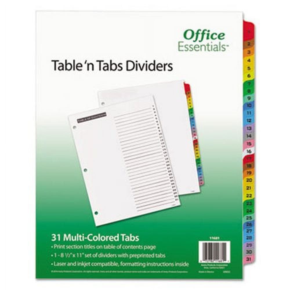 3PK Office Essentials Table 'N Tabs Dividers, 131, Letter, 1 Set