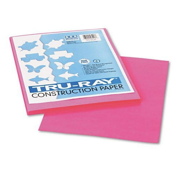 3PK Pacon Tru-Ray Construction Paper, 76 lb Text Weight, 9 x 12, Shocking Pink, 50/Pack (103013)