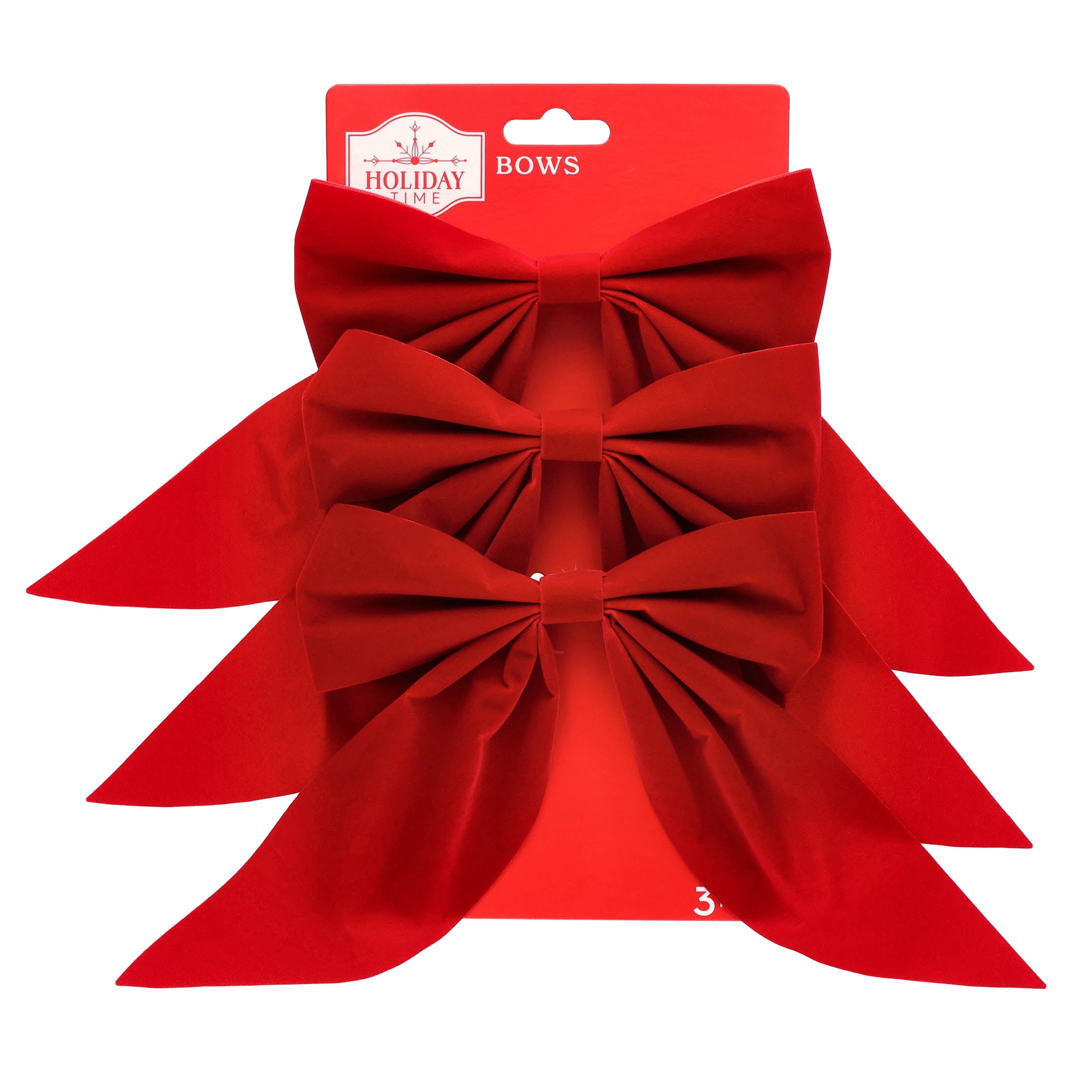 Red Decorative Christmas Bows, 7.5", 3 Count, by Holiday Time