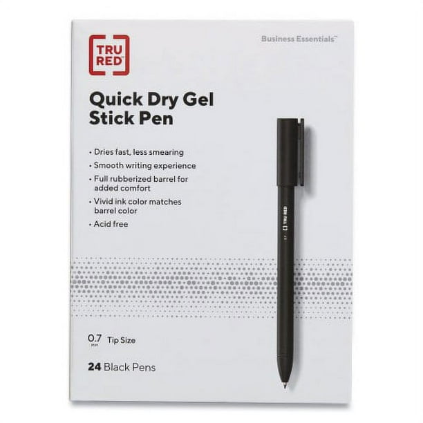 Quick Dry Gel Pen, Stick, Medium 0.7 mm, Black Ink, Black Barrel, 5/Pack Quick Dry Gel Pen, Stick, Medium 0.7 mm, Black Ink, Black Barrel, 5/Pack