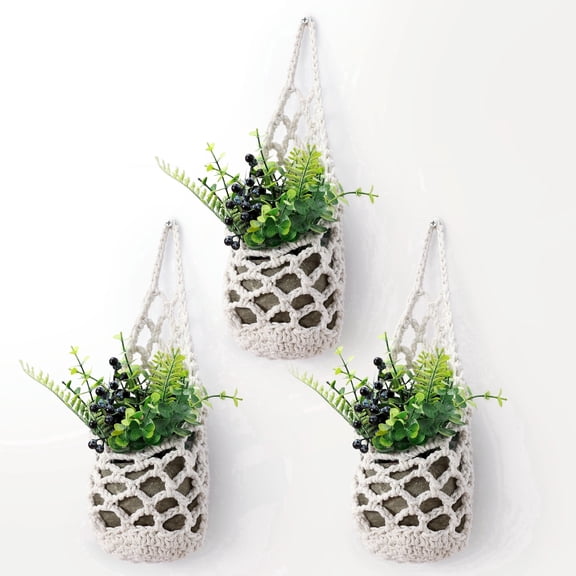 3PK Macrame Plant Hanger, Plant Hangers for Inside | Wall Planters for Indoor Plants, Hanging Planter (3PK, for 4 inch Pot)