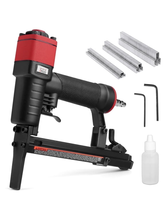 H7116LSP-KT Pneumatic Upholstery Stapler with Long Nose, Uses 22 Gauge 3/8'' Crown Staples, Stapler Kit Includes 6000 Staples 1/4'' to 5/8''