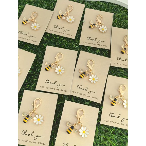 3PSC Mini Cute Bee & Daisy Keychains, Suitable For Bag Pendant, Bag Chain, Bag Decor, Fashionable Animal Theme Design