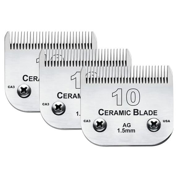 3Pack #10 Blade Dog Grooming Compatible with Andis Clippers Carbon Infused Steel Detachable Ceramic Sharp Edge Also Compatible with Wahl / Oster Dog Clippers