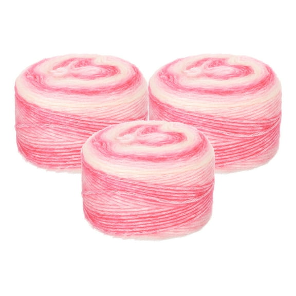 3Pack 100g Gradient Cake Cotton Yarns Soft Rainbow Yarn Mixed Pink (300g)