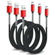 3Pack 10Ft iPhone Charger Cable, USB to Lightning Cable, Nylon Braided Fast Charging Cable for iPhone 14/13/12/11/X/Max/8/7/6/6S/5/5S/SE/Plus/iPad Case (Red)