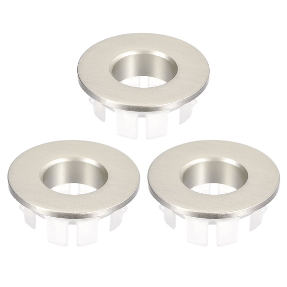 3Pack 22.5mm Sink Trim Overflow Cover Ring Hole Insert in Round Caps Brushed Silver