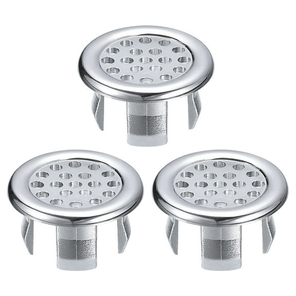 Uxcell 3 Pack 24mm Sink Trim Overflow Cover Ring Hole Insert in Round Cap, Silver