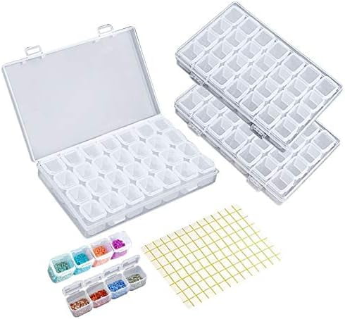 3Pack 28 Grids Diamond Art Containers, Diamond Painting Bead Storage ...