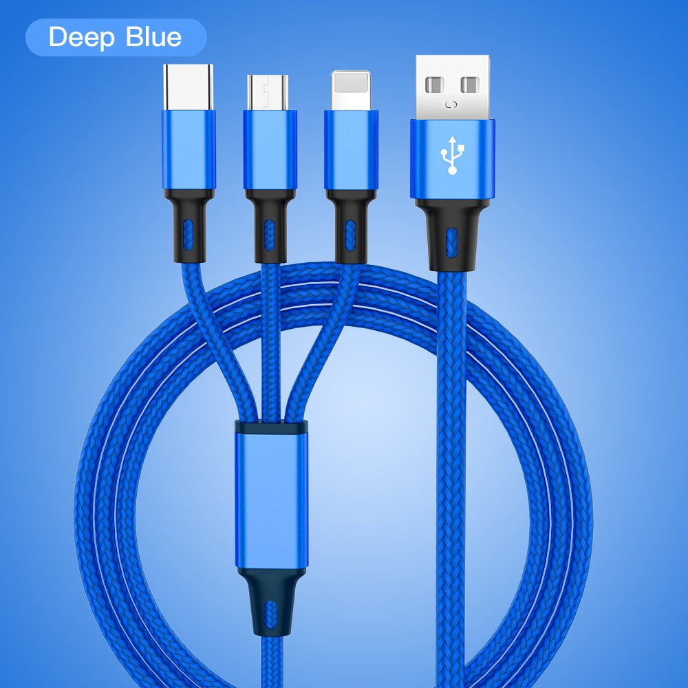 Cable de carga para iPhone de 5.9 ft/6 pies Multi 4 en 1 USB Universal  Cable de carga rápida Cable de carga múltiple Lightningx2+Tipo C+Micro USB