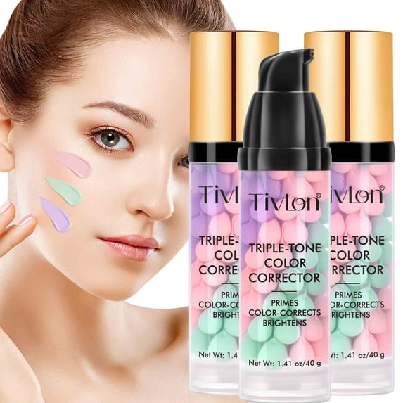 3Pack 3 in 1 Color Correcting Cream, One Step Color Corrector, Primes Color-Corrects Brightens, Oil-Control & Hydrating, Water-Resistant & Sweat-Proof