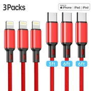 3Pack 3/6/6FT [Apple MFi Certified]USB C to Lightning Cable, iPhone Fast Charger Cable, Nylon Braided Type C Charging Cord Compatible with iPhone 13 13 Pro Max 12 12 Pro Max 11 XS iPad AirPods Pro