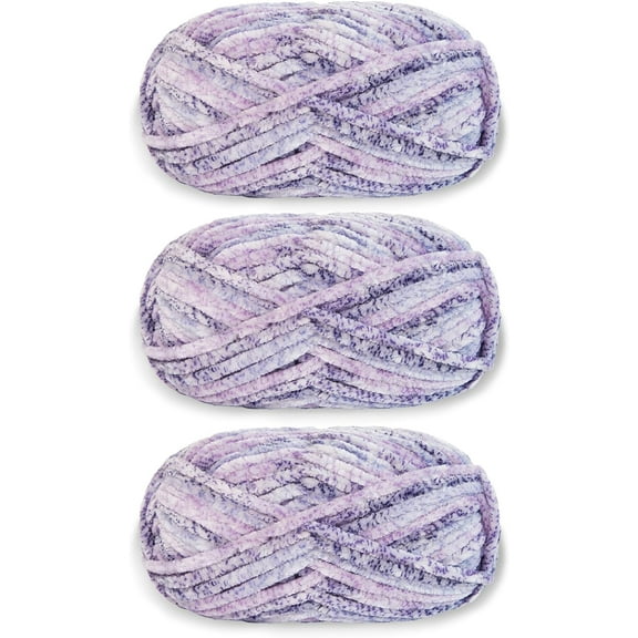 3Pack 300g Velvet Yarn Crocheting Fuzzy Yarn, Premier Plush Parfait Chunky Blanket, Velvet Fluffy Chenille Blanket Yarn,Crochet Knitting Soft Thick Plush Lustrous