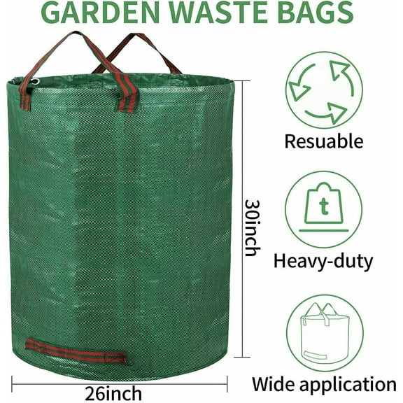 3Pack 32-72 Gallon Garden Waste Bag Reuseable Heavy Duty Gardening Bags