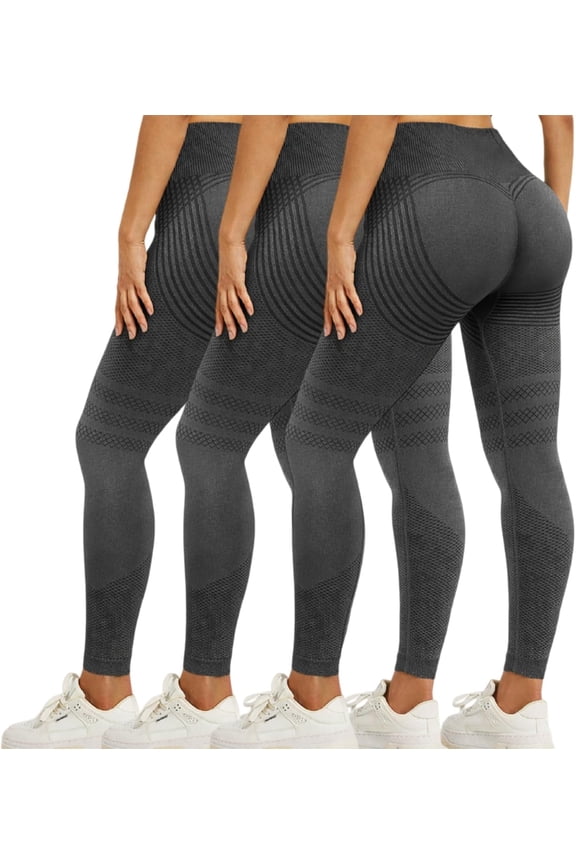 3Pack 3D Anti Cellulite Circulation Compression Leggings for Women, High Waisted Hip Lifting Quick Dry Yoga Pants