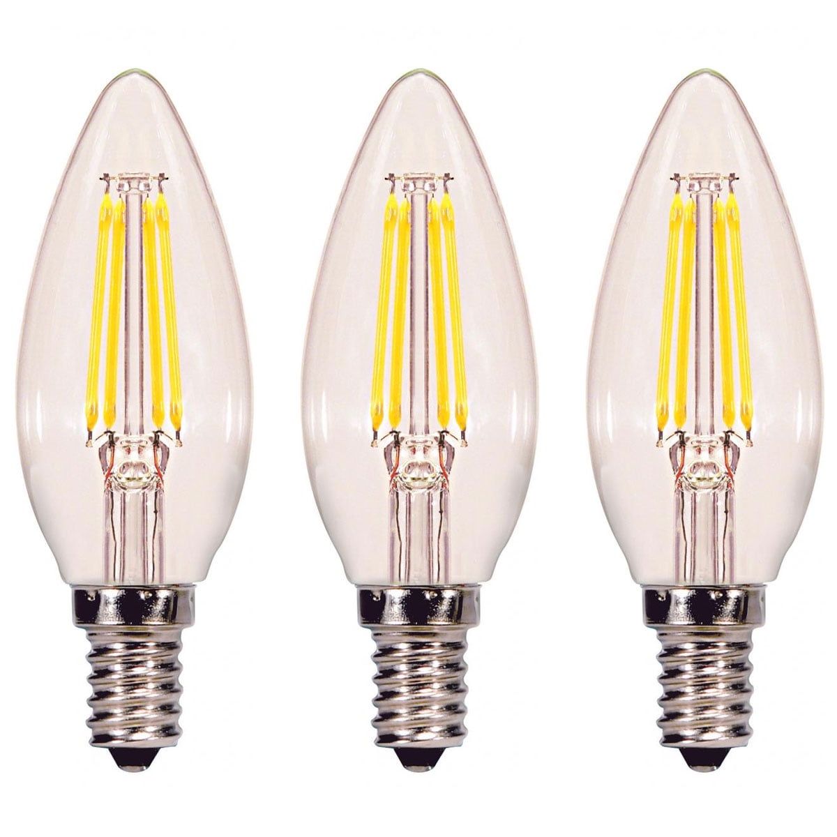 Clear 4.5W LED B11 E12 Candelabra Bulbs, 3-Pack