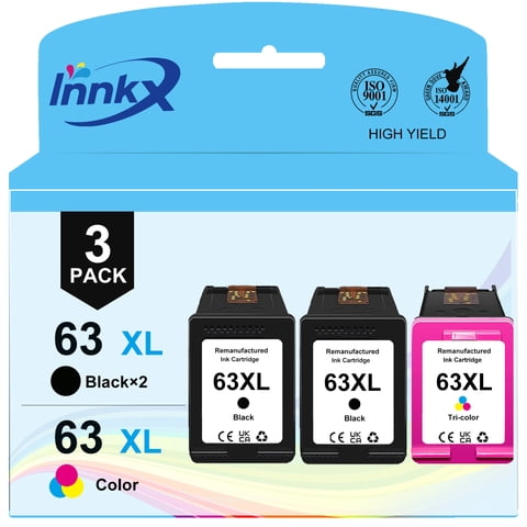 3Pack 63XL Ink Cartridges Compatible for HP 63XL Ink Cartridges Works for HP OfficeJet 3830 4650 5255 5258; Envy 4520 4512; DeskJet 3630 2130 1112 Printer, 2 Black1 Color
