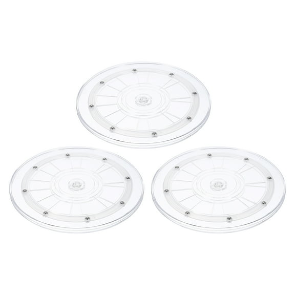 3Pack Acrylic Lazy Susan Turntable, 9" Spinner Lazy Susan Turntable Organizer, Acrylic Ball Bearing Rotating Tray for Pantry Spice Rack Decorating, Clear