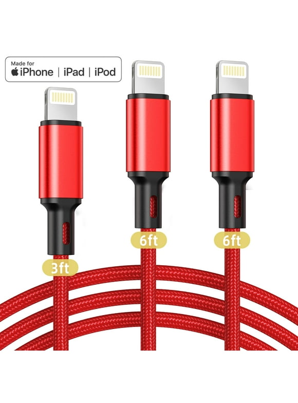 3Pack [Apple MFi Certified] iPhone Charger Cables (3/6/6ft), Long Lightning Cable Nylon Fast iPhone Charging Cord Compatible for iPhone 13/13 pro/12/11/11 Pro/X/Xs Max/XR/ iPad Air 2/Mini Airpods