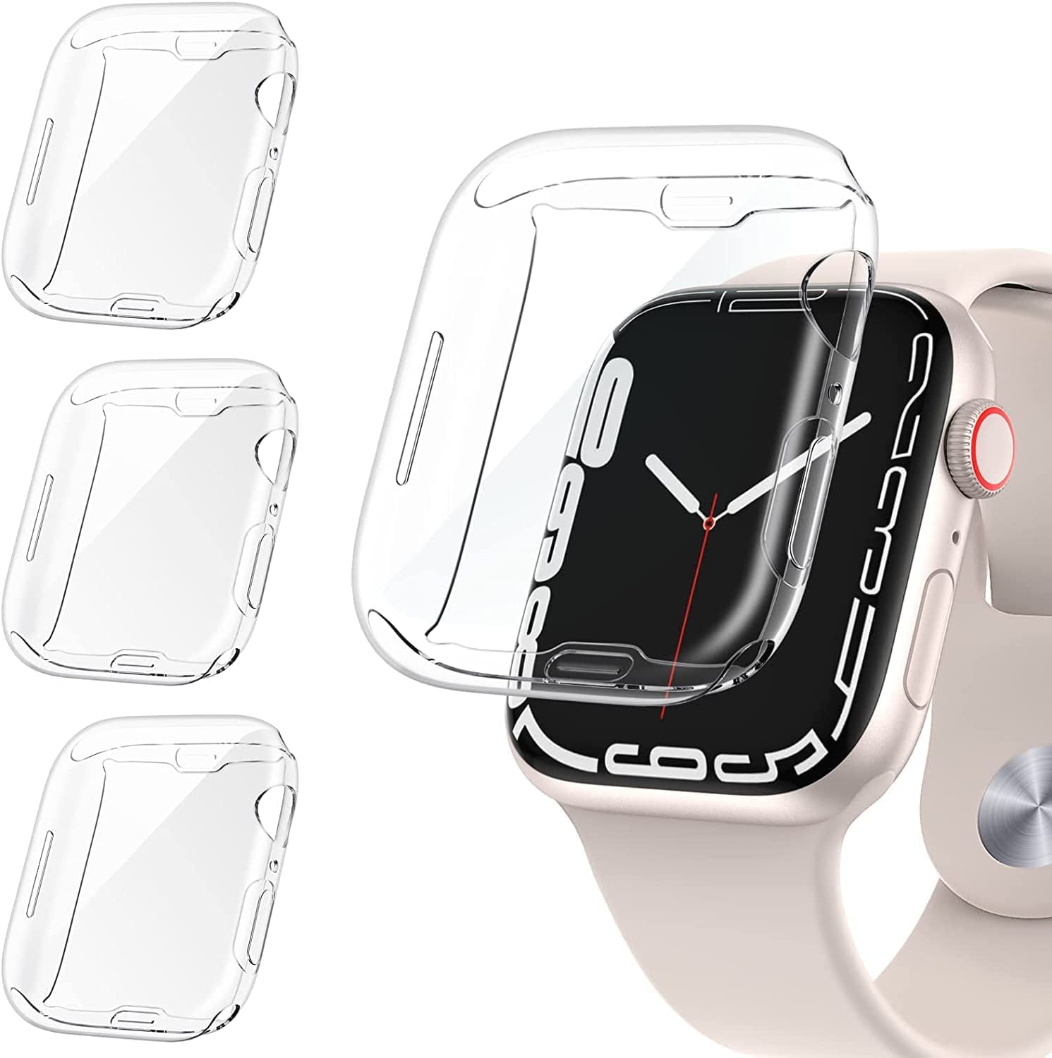 3Pack for Apple Watch Screen Protector Case Series 7 8 45mm iWatch Protective Face Cover Soft TPU All Around Bumper Case for Women Men Ultra Thin