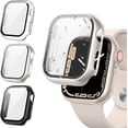 thumbnail image 1 of [3Pack] for Apple Watch Screen Protector Case Series 8 7 41mm, iWatch Protective Face Cover, Tempered Glass Film Hard PC Bumper for Women Men, Ultra-Thin Guard (41 mm), 1 of 5