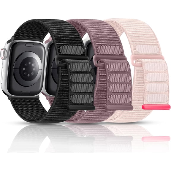 3Pack Band Compatible for Apple Watch Band 38mm 40mm 41mm 42mm 44mm 45mm 49mm Women Men,Breathable Braided Woven Fabric Nylon Sport Loop Replacement Strap for iwatch SE Ultra Series 9 8 7 6 5 4 3 2 1