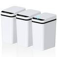 thumbnail image 1 of 3Pack Bathroom Small Trash Can with Lid, 2.6 Gallon Touchless Automatic Garbage Can Slim Waterproof Motion Sensor Smart Trash Bin for Bedroom, Office, Living Room-White, 1 of 6
