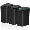 thumbnail image 1 of 3Pack Bathroom Small Trash Can with Lid, 2.6 Gallon Touchless Automatic Garbage Can Slim Waterproof Motion Sensor Smart Trash Bin for Bedroom, Office, Living Room-Black, 1 of 14
