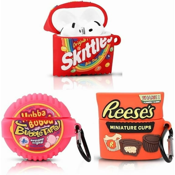 (3Pack) Case for AirPods 4 Wireless Earbuds (2024) with Carabiner, Silicone Charging Protective Cover with Cartoon Skin Design for AirPods 4th Generation Headphones