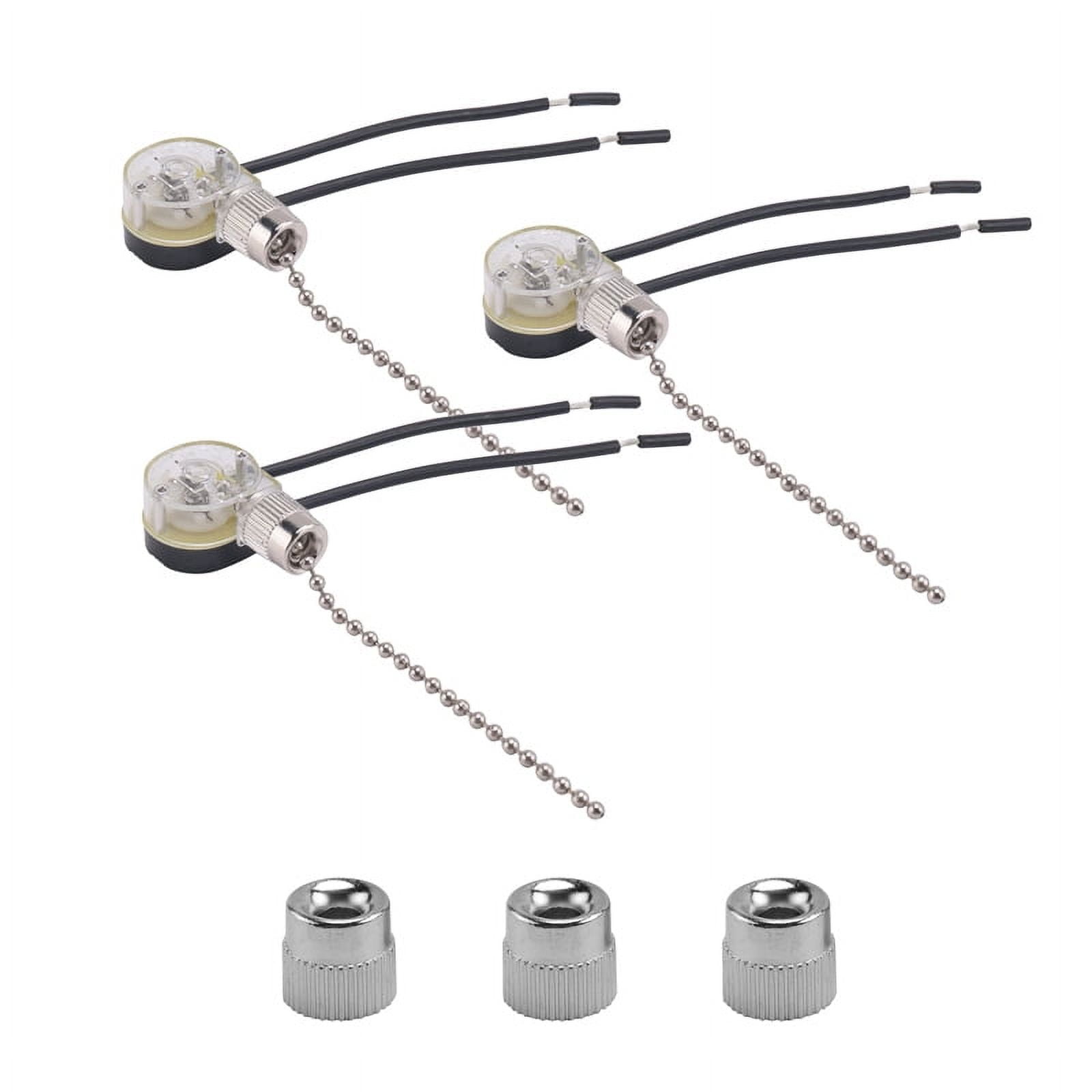 Pull Chain Switch On-Off ZE-109 for Ceiling Fan Lamp Light Clear Silver 2Pack