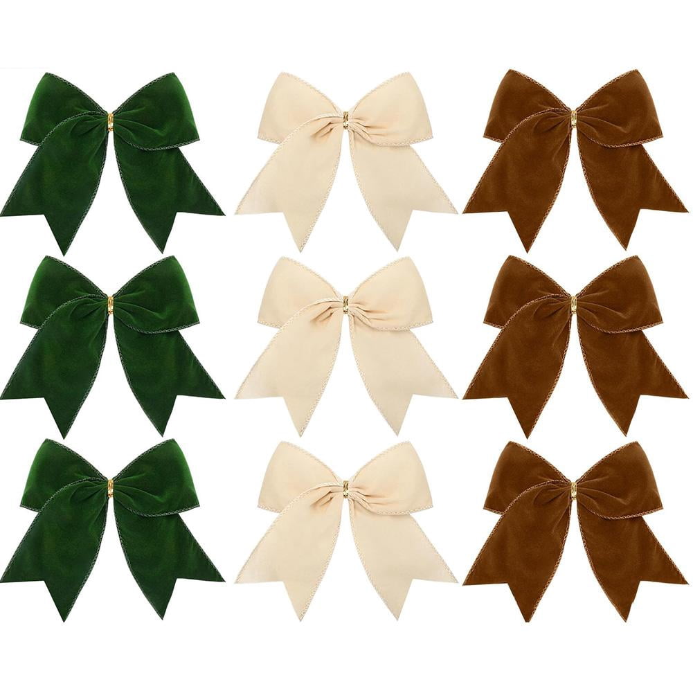 3Pack Christmas Velvet Bows,Rustic Wreath Gift Bows Vintage Xmas Velvet ...