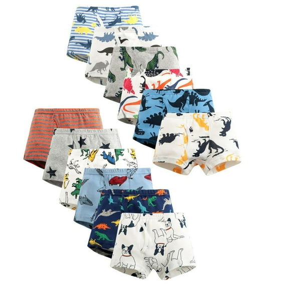 3Pack Cotton Boys Boxer Briefs Tagless Toddler Underwear Dinosaur Truck Shark 2-12T