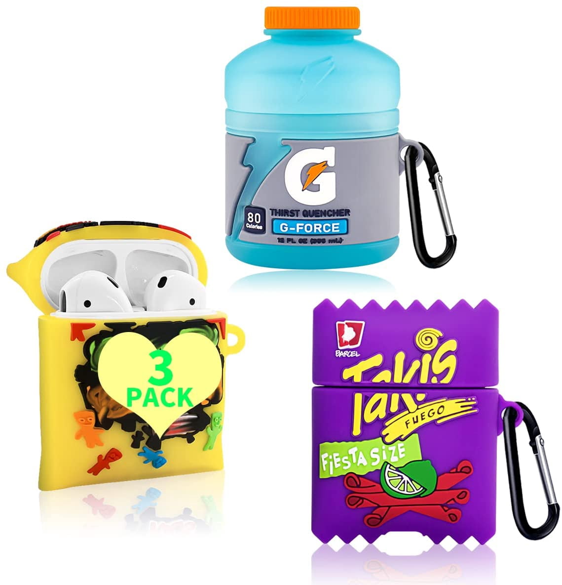 [3Pack] Cute Cover for Airpod 2/1 Food Airpods Case, 3D Kawaii Funny ...