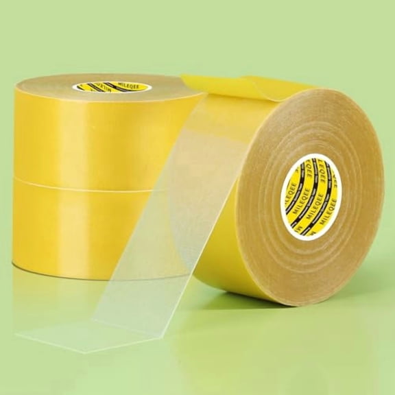 3Pack Double Sided Tape Heavy Duty, 2in x 66FT (198FT Total), Super Sticky Resistente Clear Tape, Universal High Tack Strong Wall Adhesive with Fiberglass Mesh,Easy Use Mounting Tape