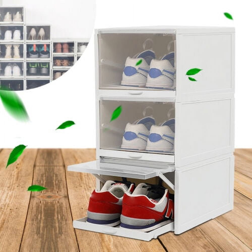 3Pack Drawer Type Shoe Storage Box Clear Plastic Stackable Shoe ...