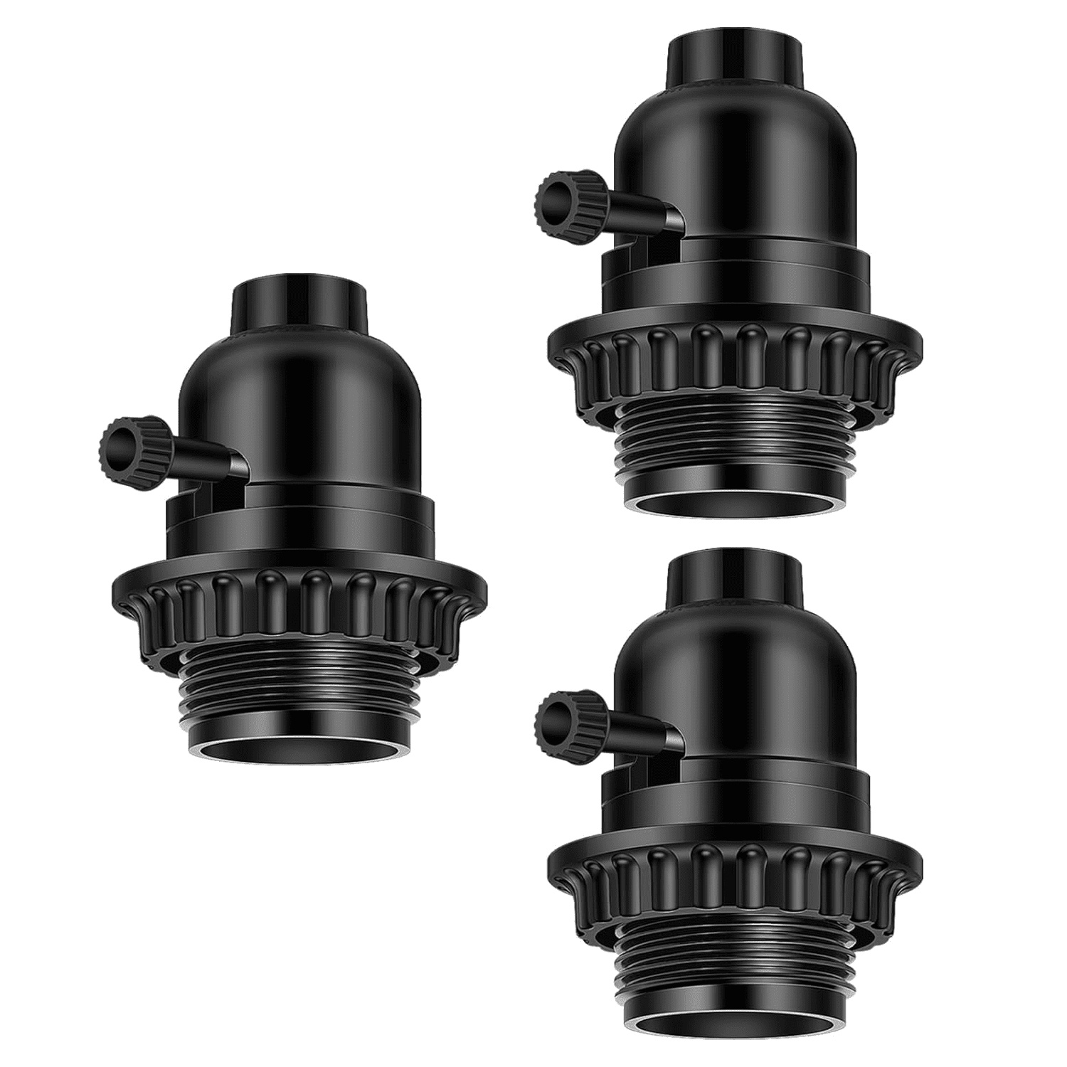 Threaded Light Socket Base 3Pack E26 Light Socket, Threaded Lamp Socket Replacement with ON/Off ...