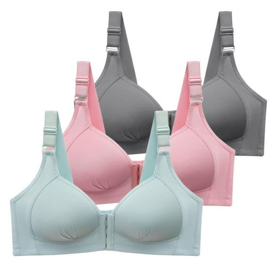3Pack Everyday Bras - Comfort Breathable Soft Cup Wireless Front Close Bras of Women (36-44B/C)